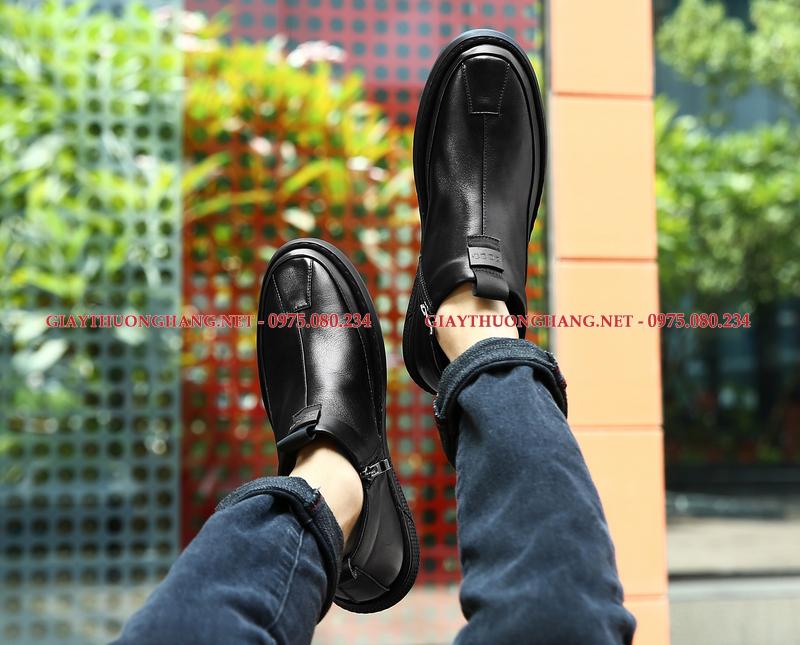 giày da nam không dây hãng ecco (7) Giày tây không dây, giày lười ecco da bò, Mã BC830587